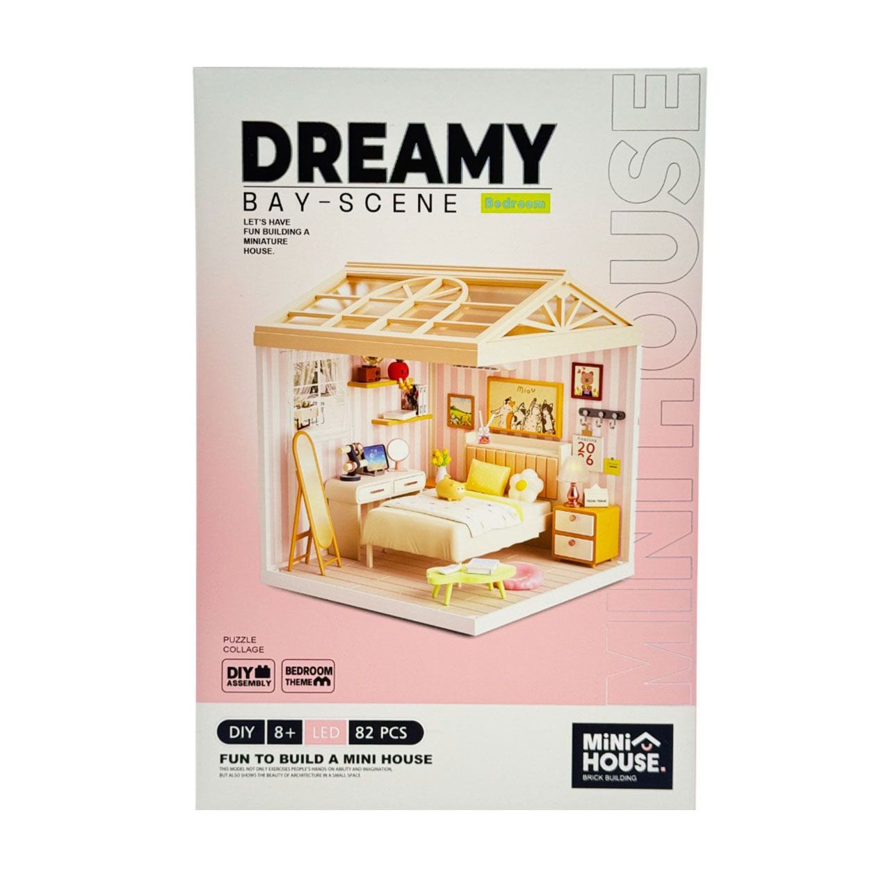 Конструктор-румбокс Mini House Інтер'єр Спальня, зі світлом, від 8 років, 7.4*18.2*19 см, 82 шт (8004)